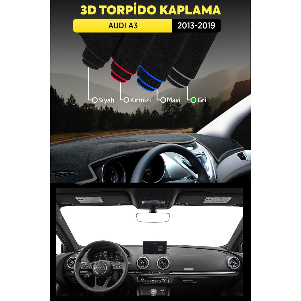 Audı A3 (2013-2019) 3d Torpido Koruma Kılıfı - Ön Göğüs Kaplama - Gri Diğer Fiyatı