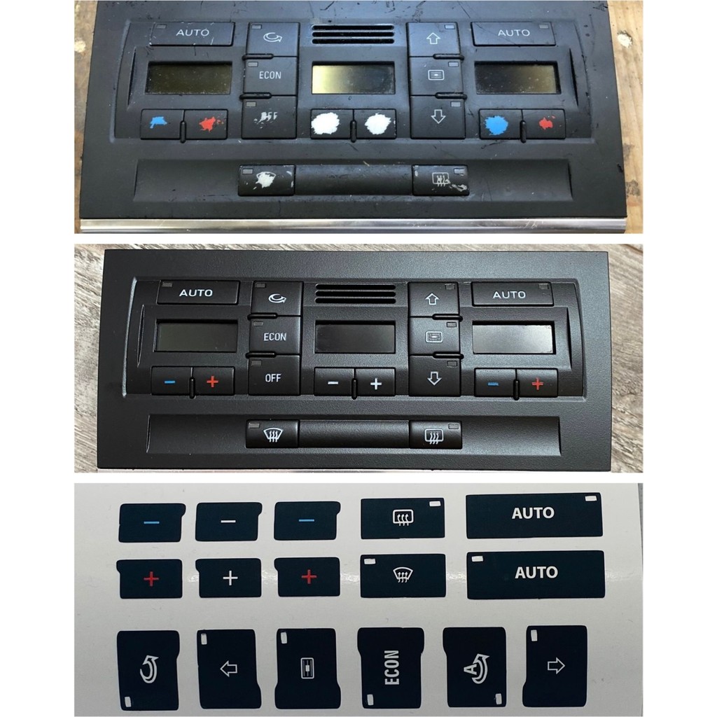 Audi A4 B6 - B7 Kasa Uyumlu 2001-2008 Arası Klima Ünitesi Tuş Takımı Sticker Etiketi - Siyah - Beyaz - 1 Klimalar Fiyatı