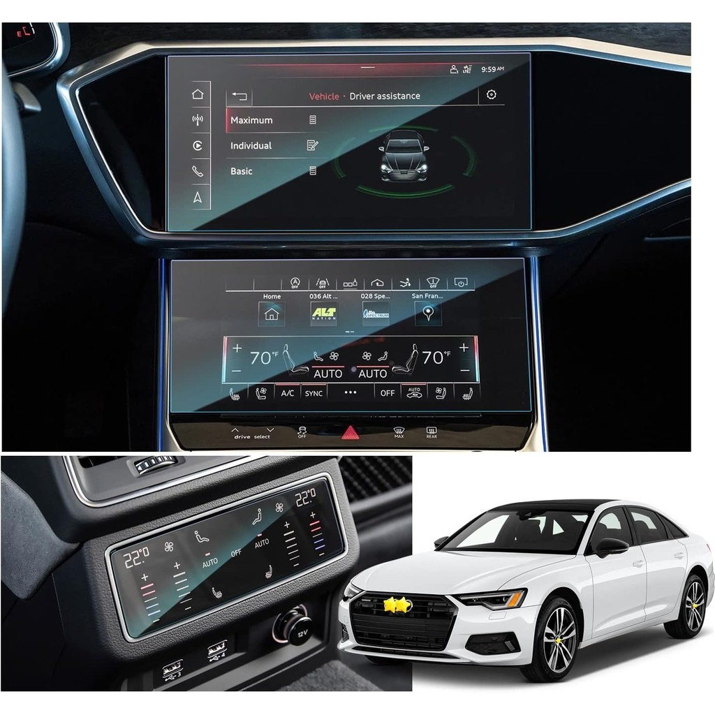 Audi A6 2019-2024 Model Alt Üst Multimedya ve Klima Kontrol Uyumlu 3 Parça 9h Nano Ekran Koruyucu Klimalar Fiyatı