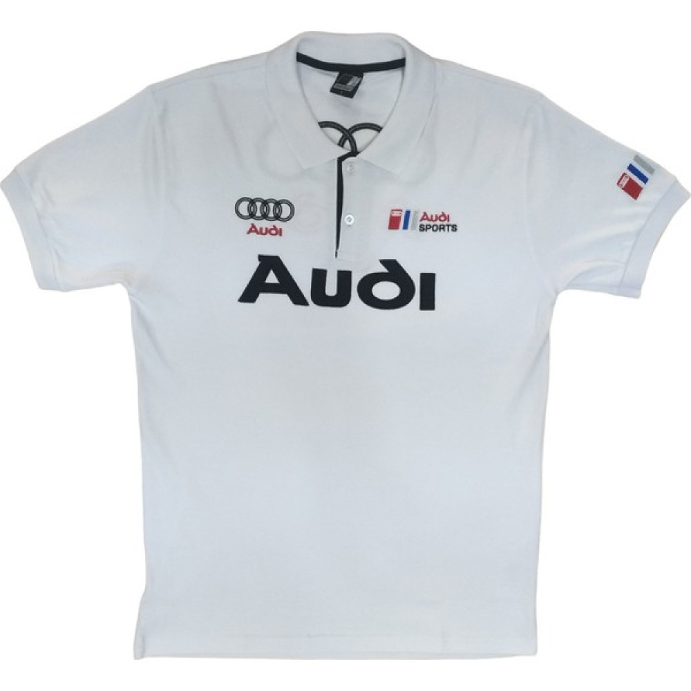 Audi Erkek Polo Yakalı Beyaz Audi Baskılı Kısa Kollu Tişört Etp-Aud Erkek T-shirt Fiyatı