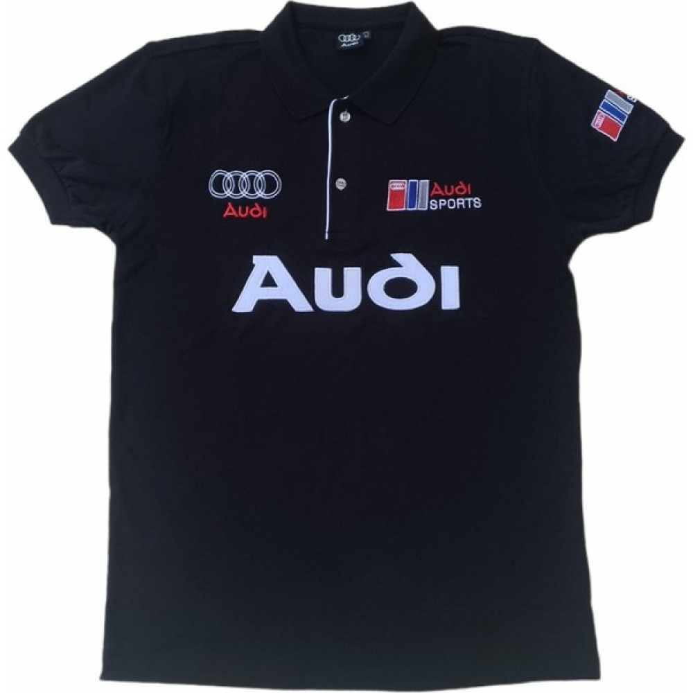 Audi Erkek Polo Yakalı Siyah Audi Baskılı Kısa Kollu Tişört Etp-Aud Erkek T-shirt Fiyatı
