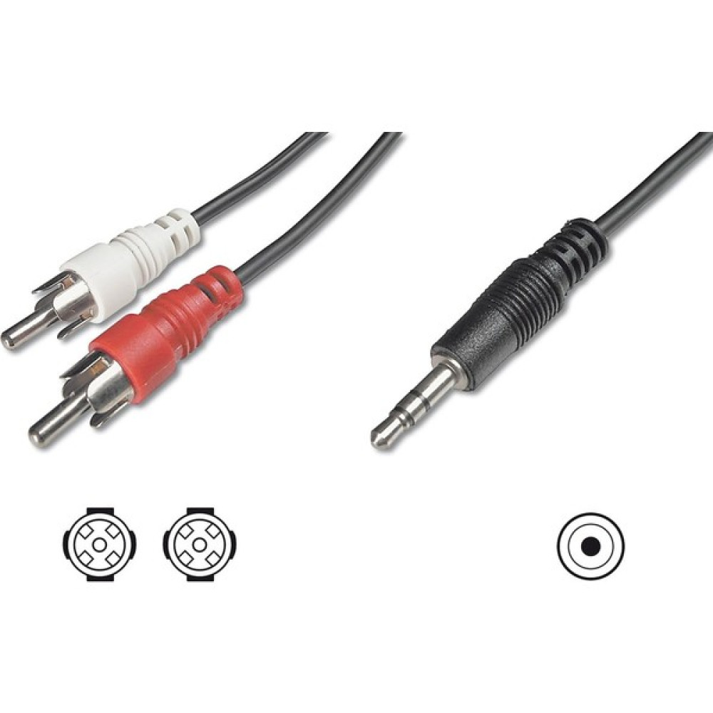 Audio Kablosu, 1 x stereo 3,5 mm erkek 2 x RCA erkek, 5 metre, CCS, 2x0.10/10, zırhlı, siyah renk Oto Boyaları Fiyatı