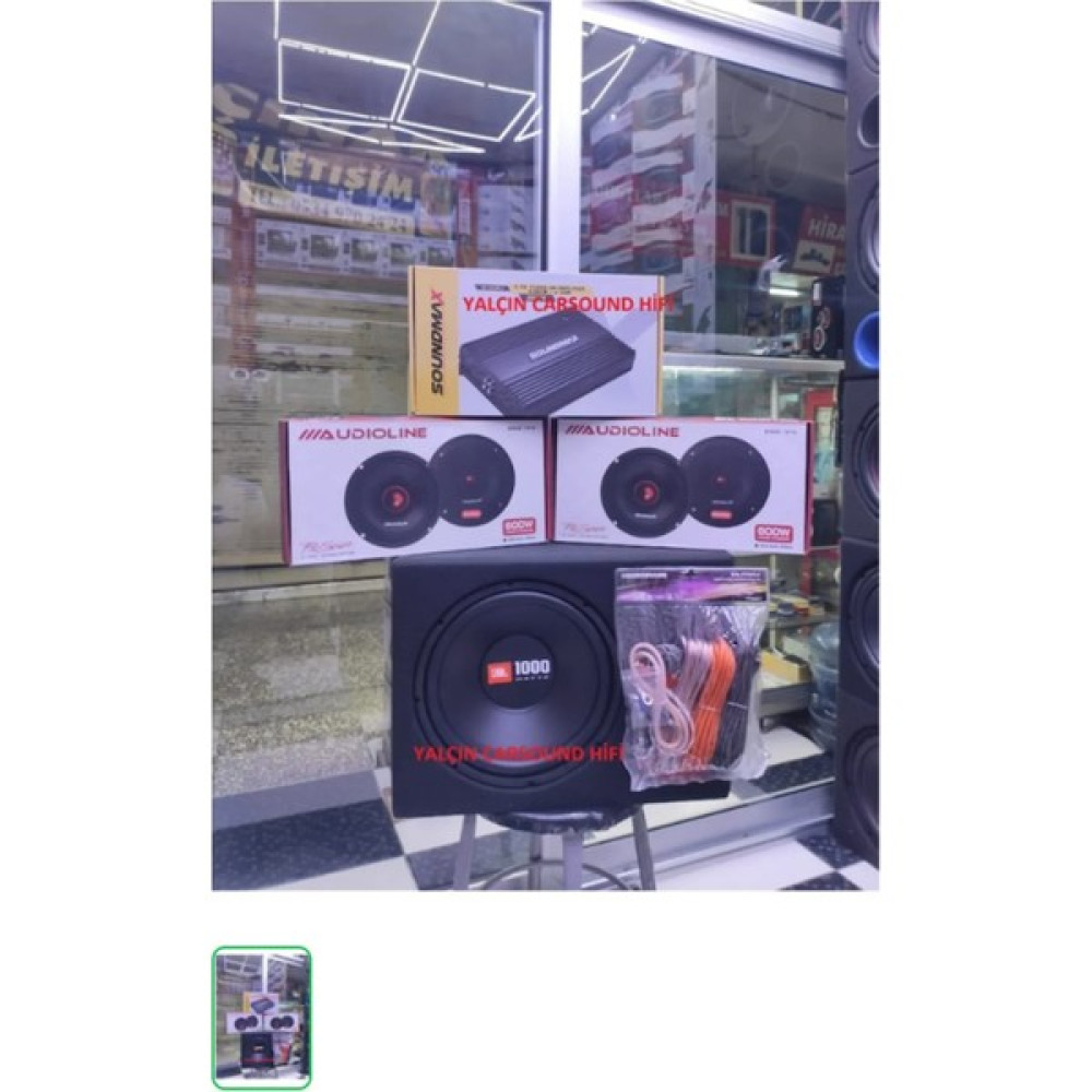 Audioline Jbl 1000W Bas Soundmax Amfı 2tk 16CM Audıoline Midrange Set Kablo Hazır Set Oto Görüntü Sistemleri Fiyatı