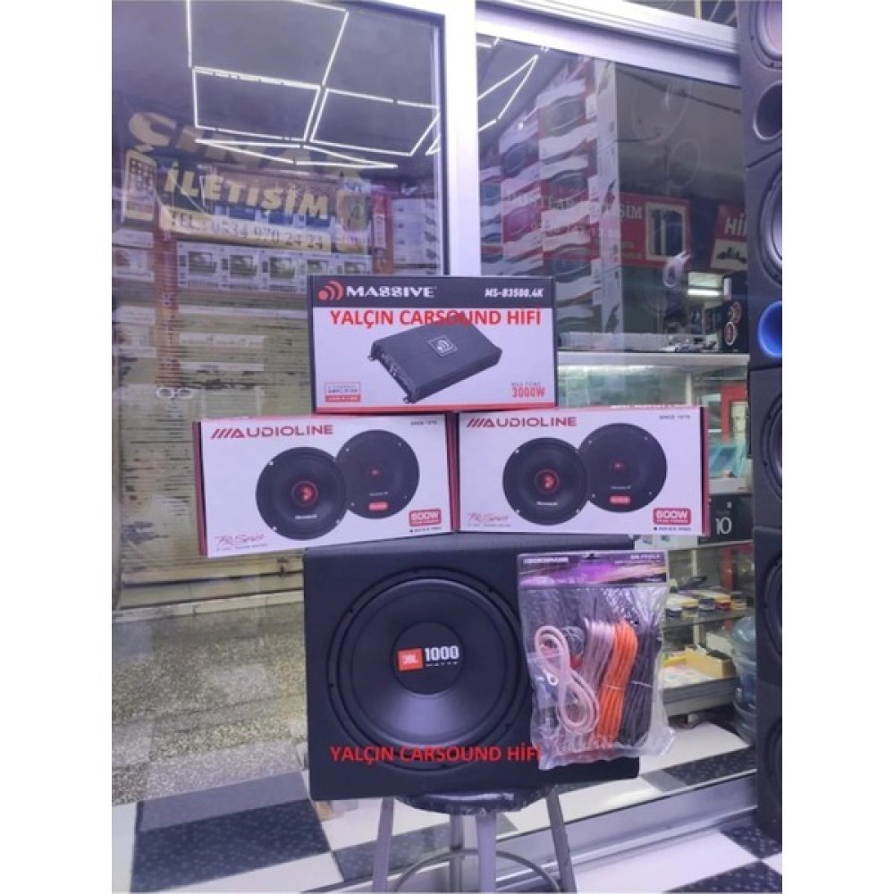 Audioline Jbl 1000W Woofer Massive Amfı 2tk 16CM Midrange Set Kablo Hazır Set Oto Görüntü Sistemleri Fiyatı