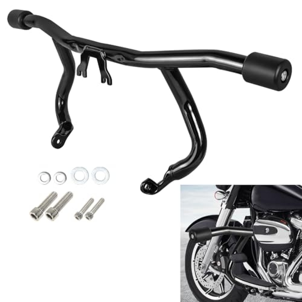 AUFER Motorcycle Front Highway Crash Bar Engine Guard Compatible With For Touring Street Glide Road Glide Road King Electra Glide Ultra Limited 2014-2024 Flat-Out Bar Bumper Protector