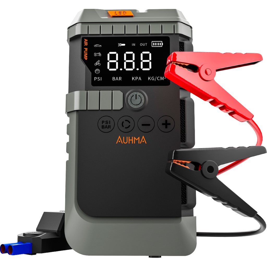 Auhma A7711 Akü Takviye Cihazı | 4'ü 1 Arada Powerbank, Hava Kompresörü, LCD Ekran, 12.000mAh 150PSI Hava Kompresörü Fiyatı