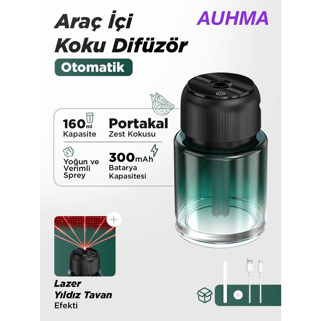 Auhma Af-01 Premium Otomatik Araç Içi Koku Difüzör - Lazer Yıldız Tavan - Cologne Diğer Fiyatı