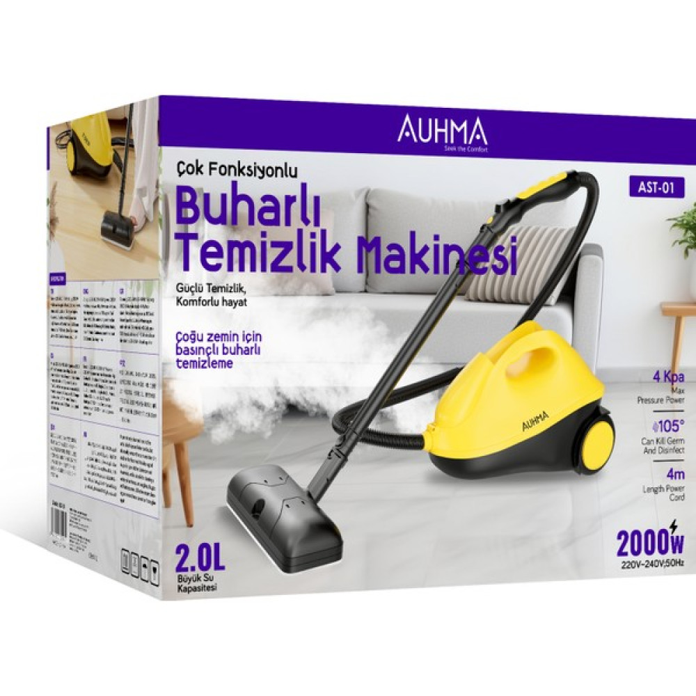 Auhma Ast-01 Çok Fonksiyonlu Buharlı Temizlik Makinesi | 2000W Güçlü Buhar, 2l Su Kapasitesi, 99.9% Hijyen Elektrikli Süpürgeler Fiyatı