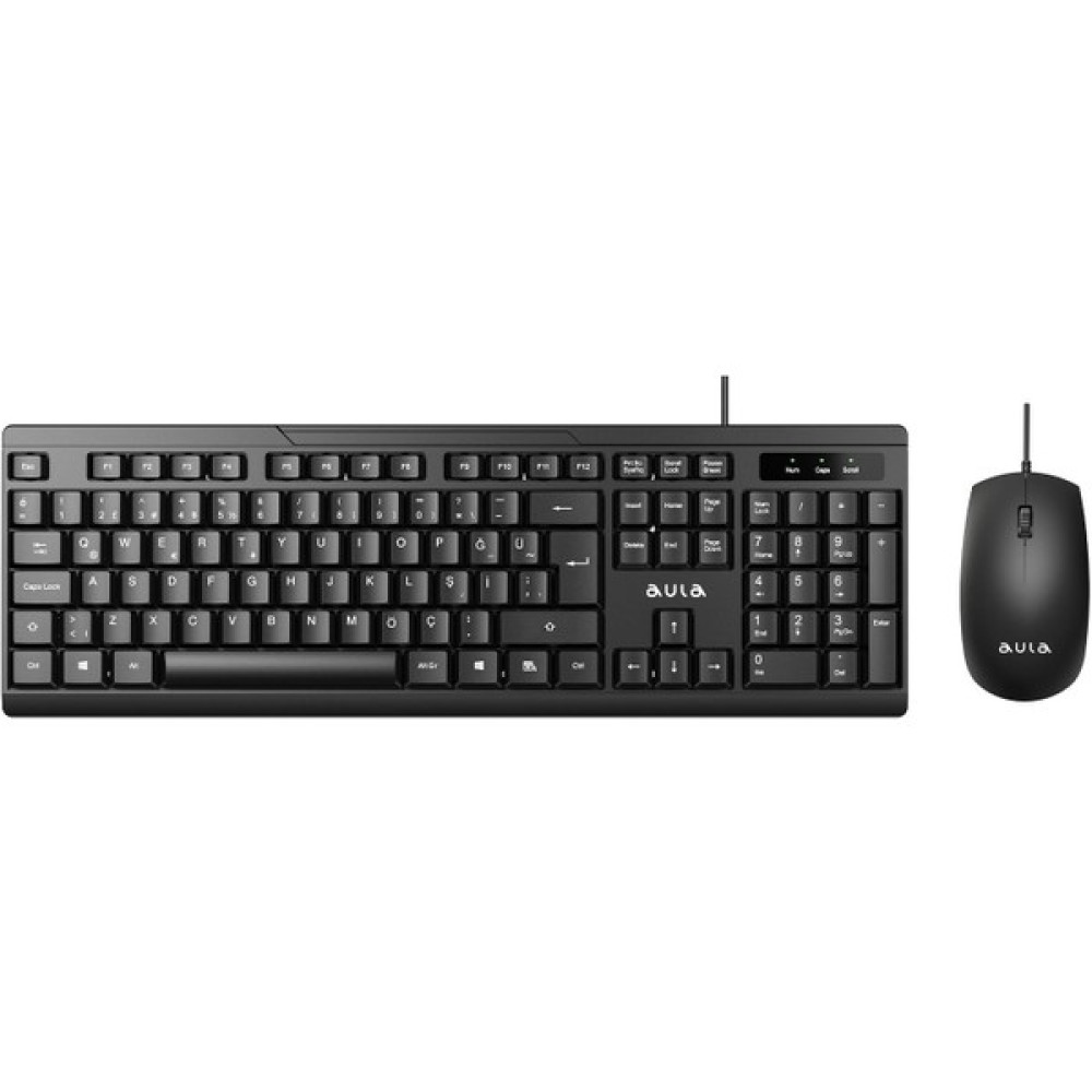 Aula AC101 Kablolu Türkçe Q Klavye ve 1200 DPI Optik Mouse Seti Klavye - Mouse Fiyatı