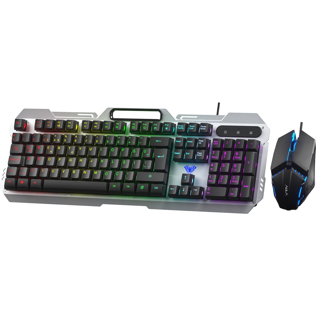 Aula F2023 Gaming Türkçe Q Rainbow Membran 2400DPI Oyuncu Klavye Mouse Set Klavye - Mouse Fiyatı