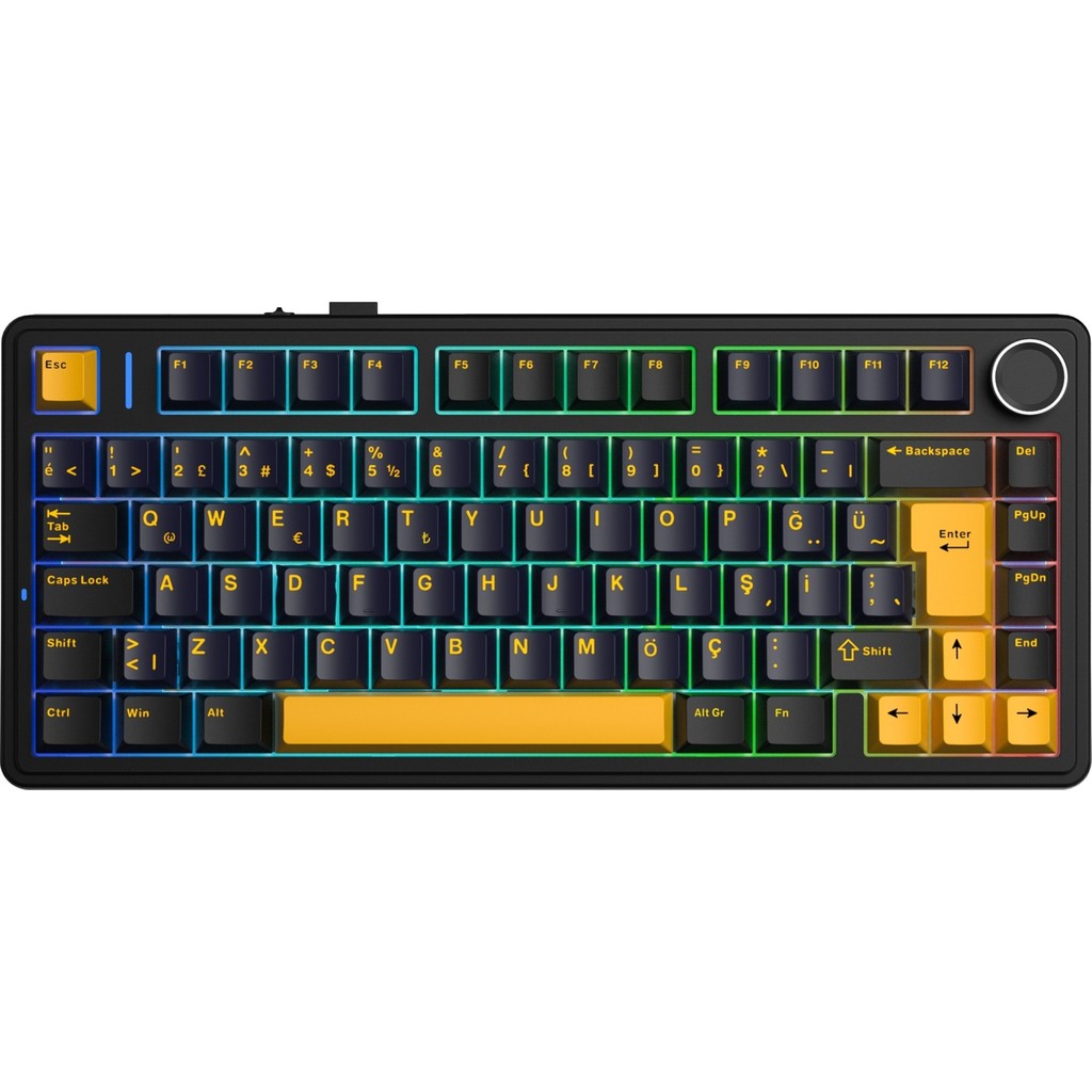 Aula F75 Mekanik Rgb Tkl Graywood V4 Switch Kablosuz Makrolu Hot Swap Türkçe Q Klavye Siyah Klavye - Mouse Fiyatı