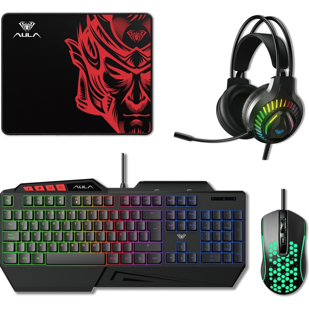 Aula T650 4'in1 Gaming Set Rgb Kablolu Membran Klavye 3600 Dpı Mouse Mikrofonlu Oyuncu Kulaklığı ve Mousepad - Siyah Klavye - Mouse Fiyatı