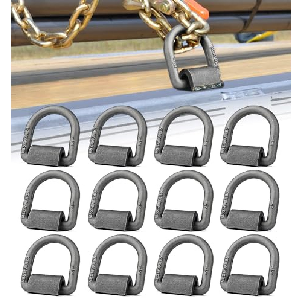 Aupar Heavy Duty 12,000 lbs Weld On Forged D Ring | 1/2" D-Ring with Welding Clip for Trailers and Trucks | 12 Pack