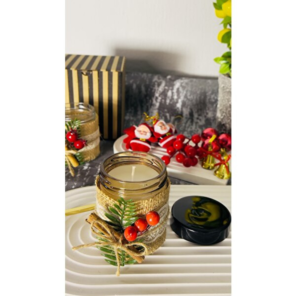 Aura Gift Shop Hediye Kutulu, Amber Cam Yılbaşı Kavanoz Mum,kapaklı,kokina Çiçeği,vanilya Kokulu Mum,yılbaşı Hediye - Açık Kahverengi Eşya Saklama Kutusu Fiyatı
