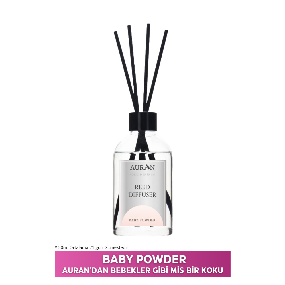 AURAN Bebek Pudrası Çubuklu Oda Kokusu Esansiyel Uçucu Yağ Baby Powder 50ml Deterjan ve Temizlik Ürünleri Fiyatı