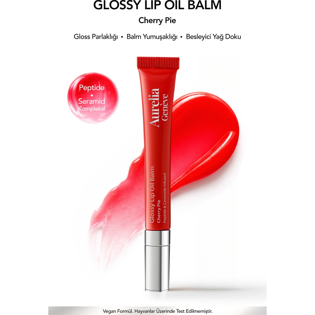 Aurelia Genève Glossy Lip Oil Balm - Nemlendirici Etkili Renkli Lip Balm- Cherry Pie - Kiraz Kırmızı - 12 ml Diğer Fiyatı