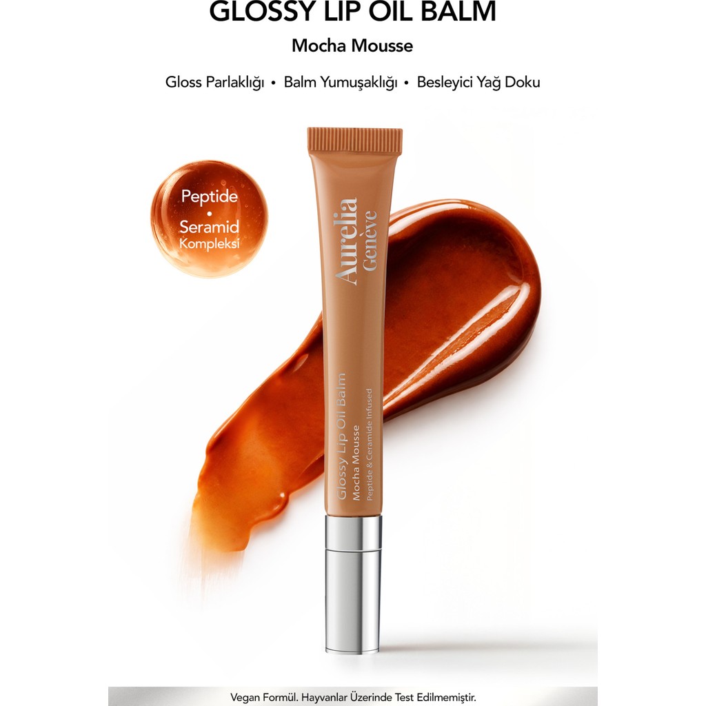 Aurelia Genève Glossy Lip Oil Balm - Nemlendirici Etkili Renkli Lip Balm - Mocha Mousse - Nude Soft Kahve - 12 ml Diğer Fiyatı