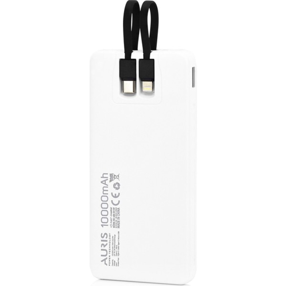 Auris 10000MAH 22,5W Type-C ve Lightning Kablolu Fast Hızlı Şarj Powerbank Taşınabilir Şarj Cihazı - Beyaz Taşınabilir Şarj Cihazı - Powerbank Fiyatı