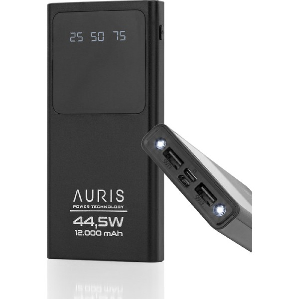 Auris 44.5W 12A 12.000MAH Powerbank Çift USB Çıkış 2xusb ARS-K28 - Siyah Taşınabilir Şarj Cihazı - Powerbank Fiyatı