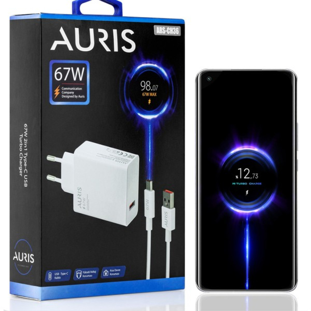Auris 67W Saliseliturbo Şarj - Beyaz Cep Telefonu Şarj Cihazı Fiyatı