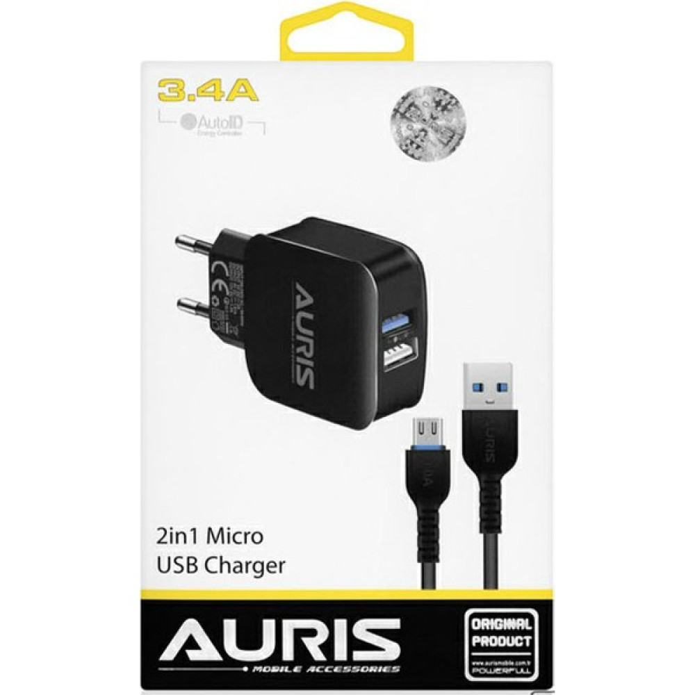 Auris ARS-CH17 Micro Set 3.4A - Siyah Cep Telefonu Kablosu Fiyatı