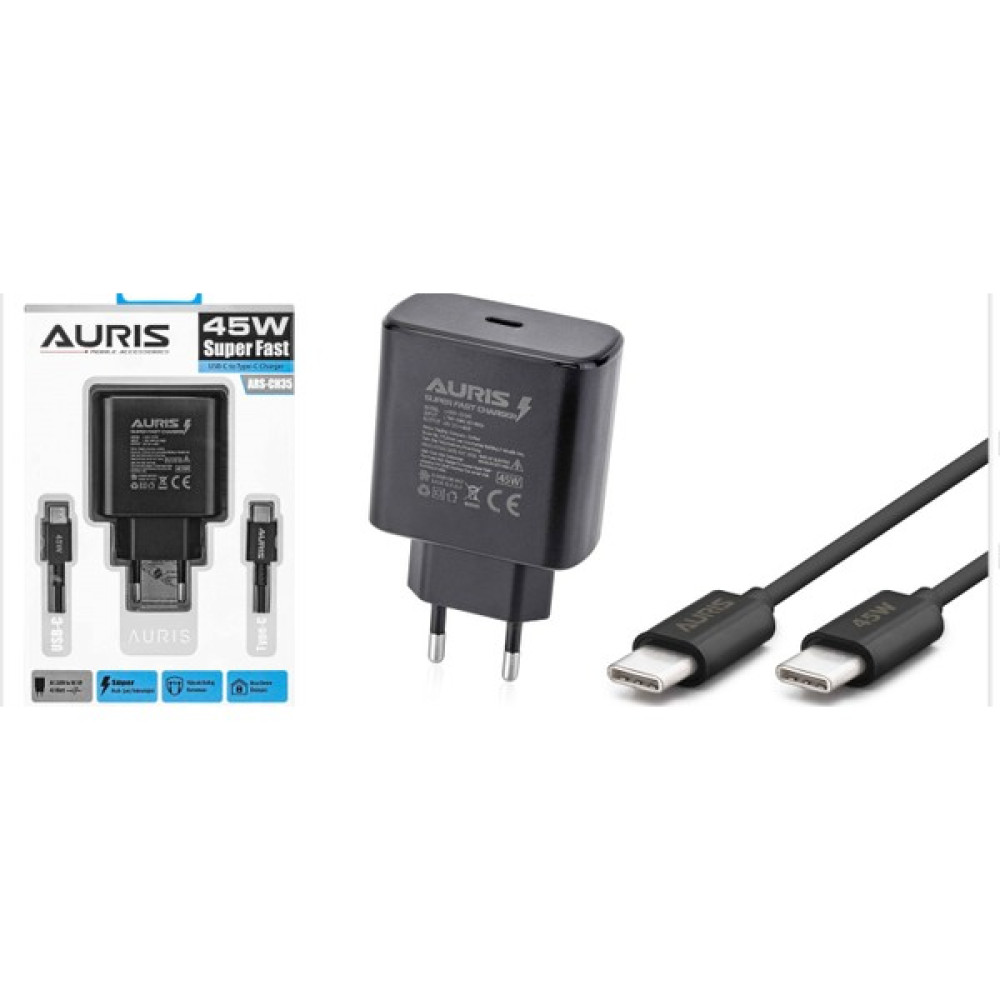 Auris ARS-CH35 45WATT 2 In 1 SÜPER HIZLI - Siyah Cep Telefonu Şarj Cihazı Fiyatı