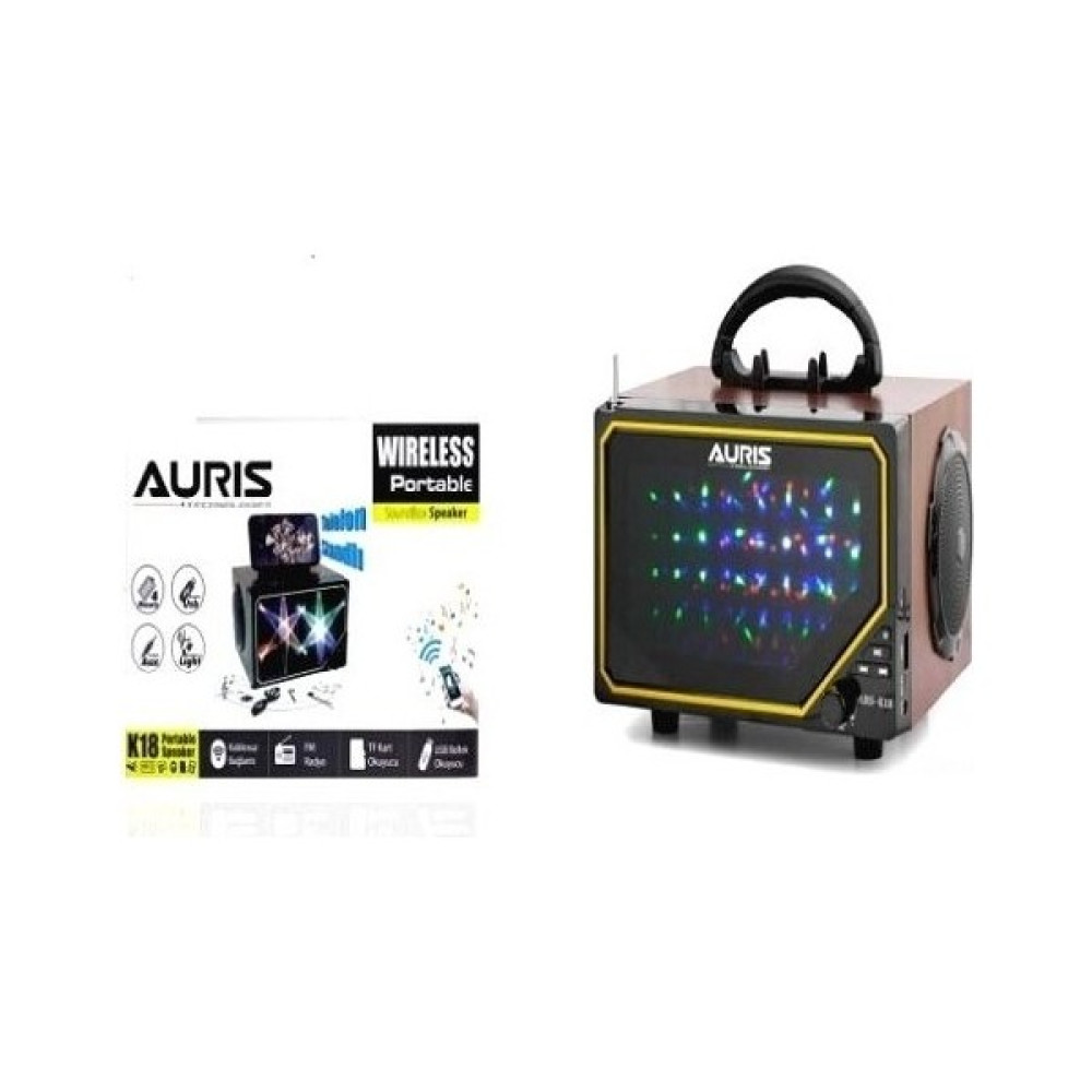 Auris ARS-K18 Bluetooth Fm Radyo Sd Card Flash Bellek Girişli Ses Bombaa - Siyah Bluetooth Hoparlör Fiyatı