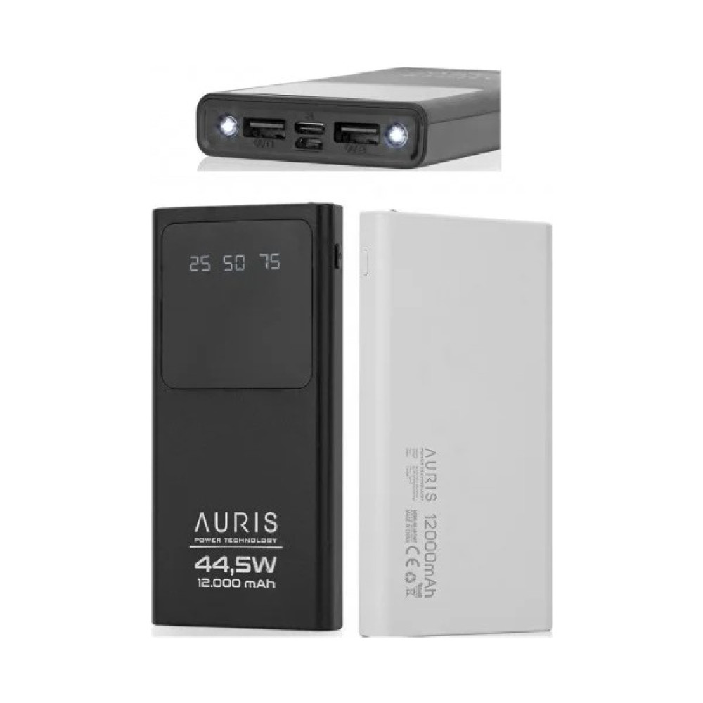 Auris ARS-K28 44,5 W 12000 Mah LCD Ekranlı Powerbank Taşınabilir Şarj Cihazı - Powerbank Fiyatı
