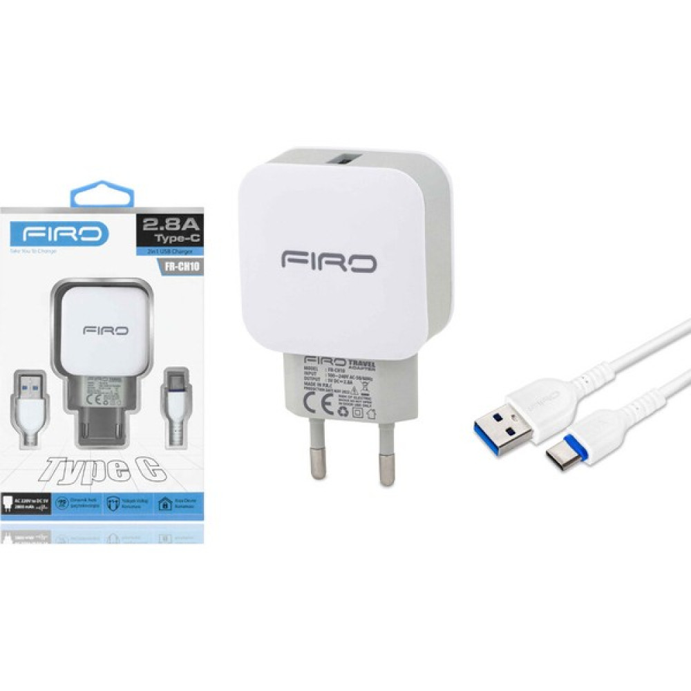 Auris Auris-Firo Şarj Aleti Ev Tipi Type-C 2.8A 5V ARS-CH10 - Beyaz Cep Telefonu Şarj Cihazı Fiyatı