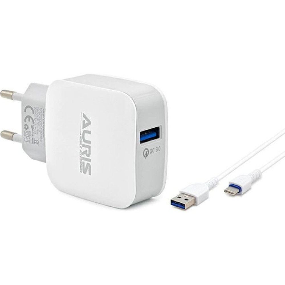 Auris Qualcomm 3.0 Hızlı Şarj Cihazı 3A 15W + Type-Cusb Kablo - Beyaz Cep Telefonu Şarj Cihazı Fiyatı