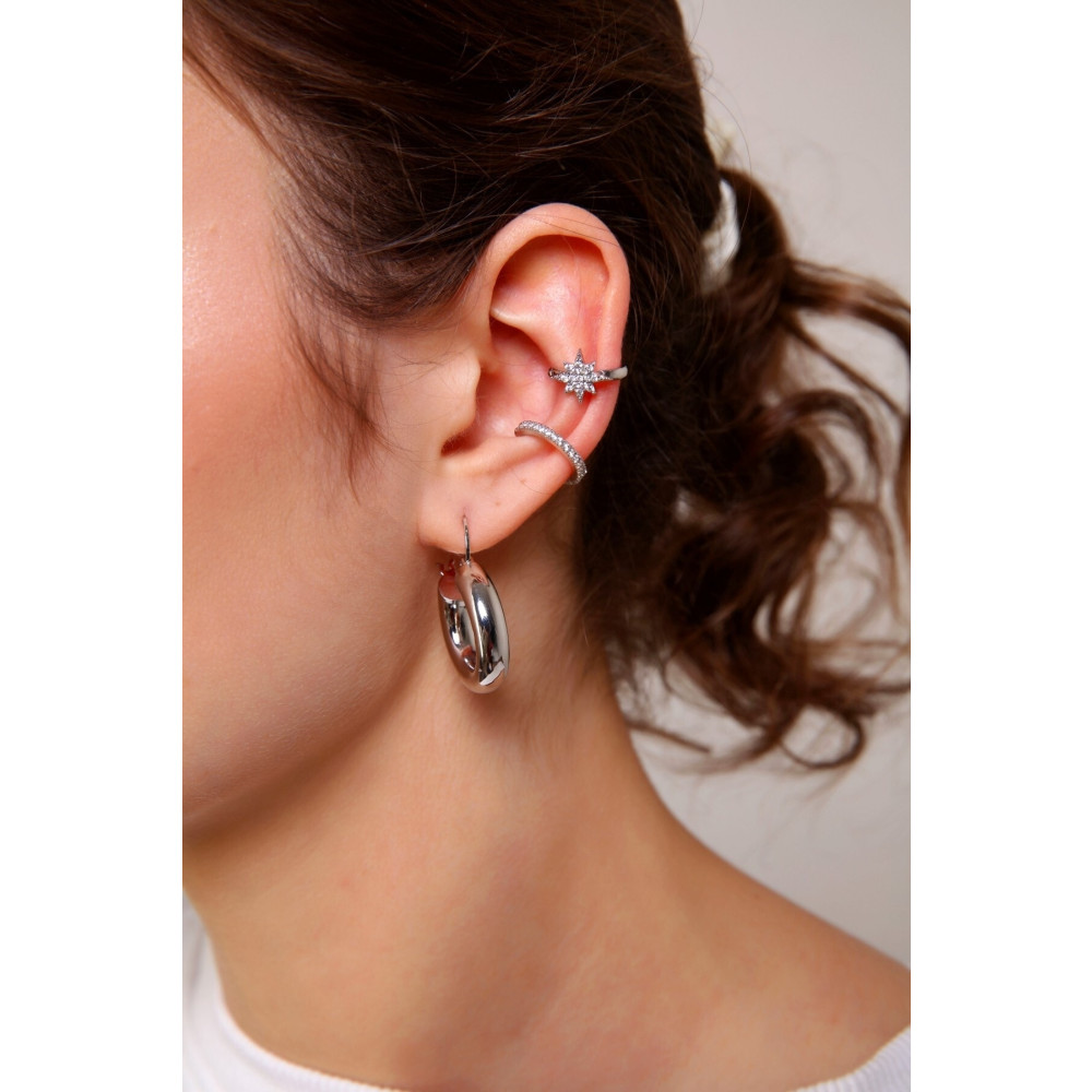AURRARİ 2li Gümüş Renk Kuzey Yıldızı Earcuff Bijuteri Küpe Fiyatı