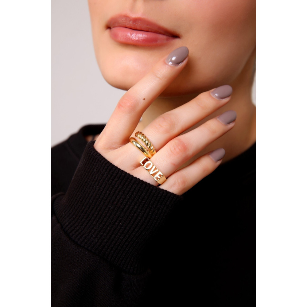AURRARİ Gold Ayarlanabilir Love Yüzük Seti Bijuteri Yüzük Fiyatı