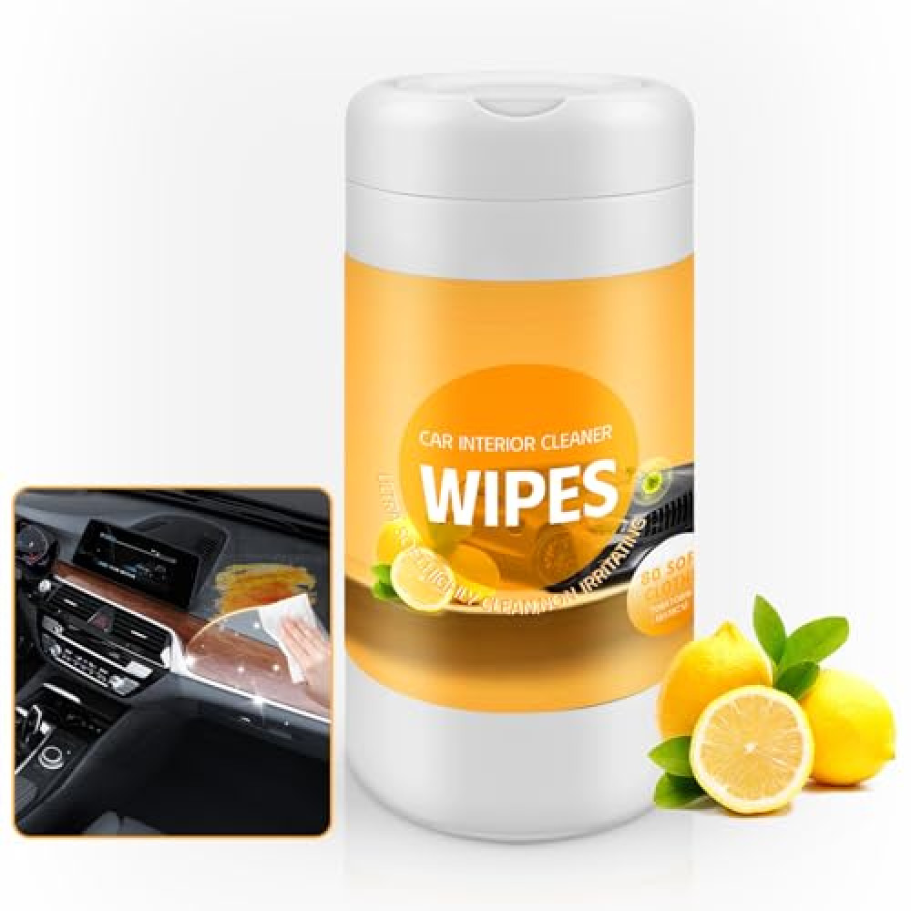 Auto Interior Car Cleaning Wipes, 80Ct Plant Based Car Wipes Interior Cleaning - Protect and Freshen Your Car's Interior UV Protectant, Non-Greasy Matte Finish, UV Protectant, Car Detailing Supplies