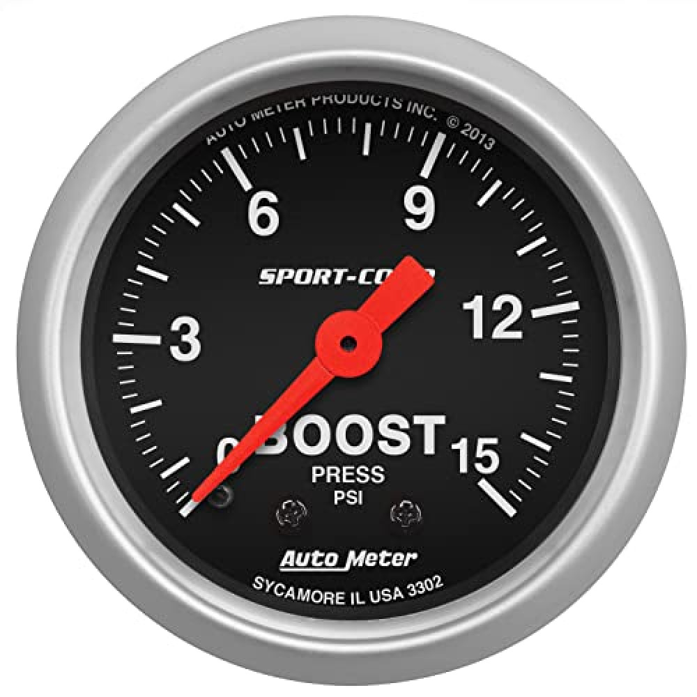 Auto Meter (3302) Sport Comp 2-1/16" 0-15 PSI Mechanical Boost Gauge