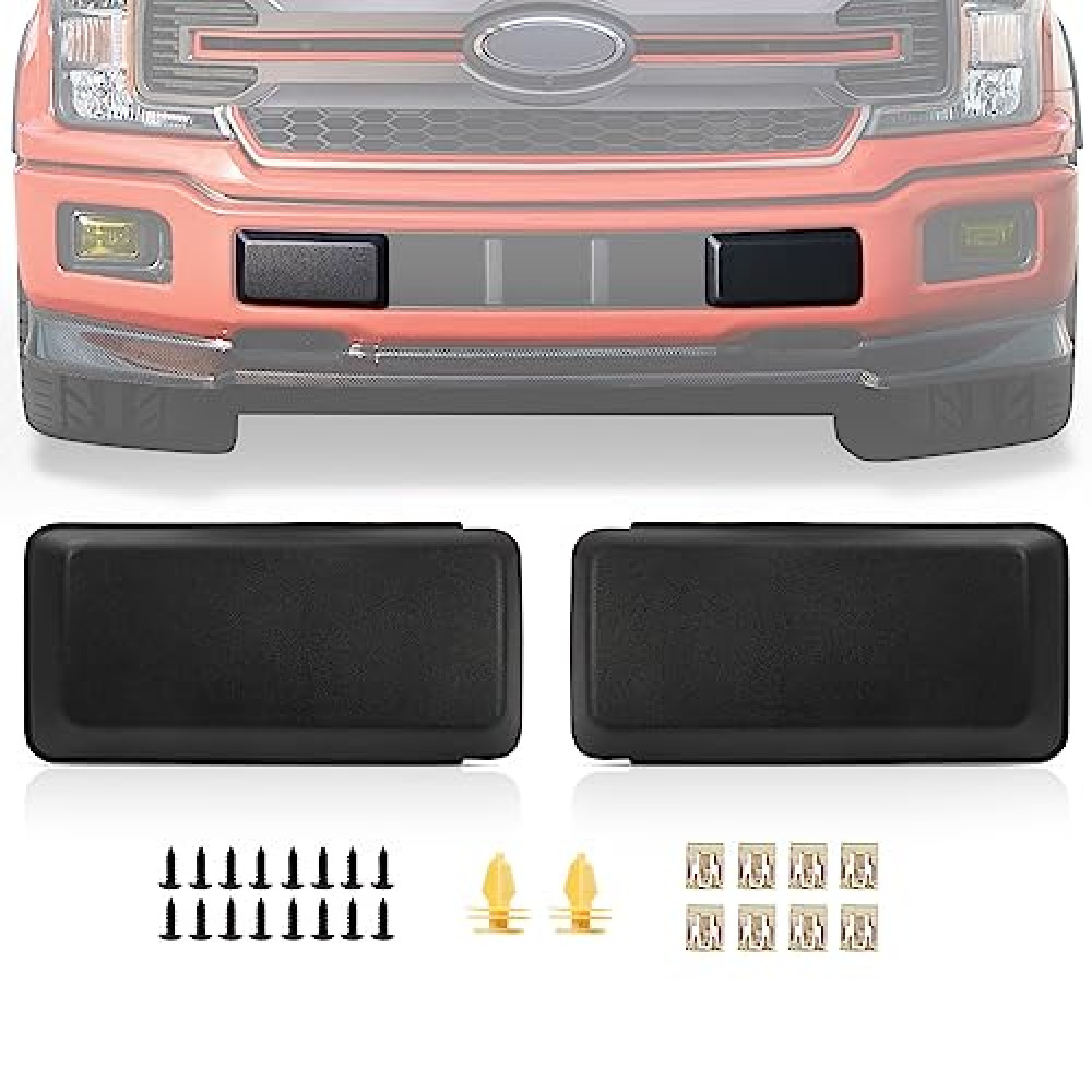 AUTOBABA 2Pcs F150 Front Bumper Guards Pads Cover Insert Cap Compatible with Ford F-150 2018 2019 2020 Replace# JL3Z17E810AB for Front Left Driver & Right Passenger Side (Matte Black)