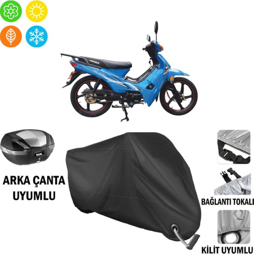 AUTOES Arora Ar 50-50 Kasırga Motosiklet Brandası Arka Çanta, Tokalı ve Kilit Uyumlu Siyah Motorsiklet Brandaları Fiyatı