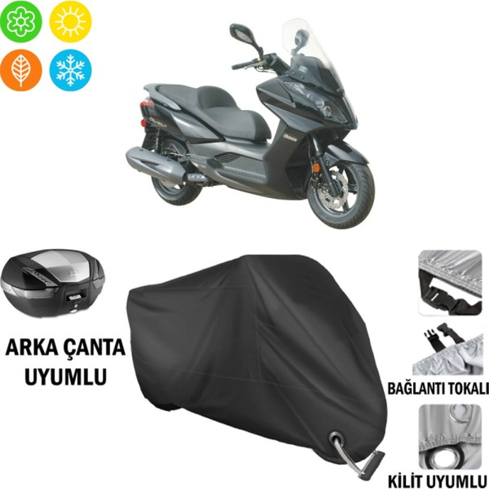 AUTOES Kymco Downtown 300I Motosiklet Brandası Arka Çanta, Tokalı ve Kilit Uyumlu Siyah Motorsiklet Brandaları Fiyatı