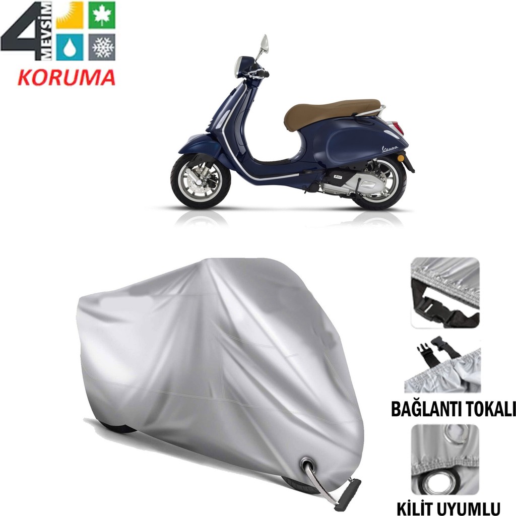 AUTOES Vespa Primavera 150 Branda Motosiklet Brandası Bağlantı ve Kilit Uyumlu Motorsiklet Brandaları Fiyatı
