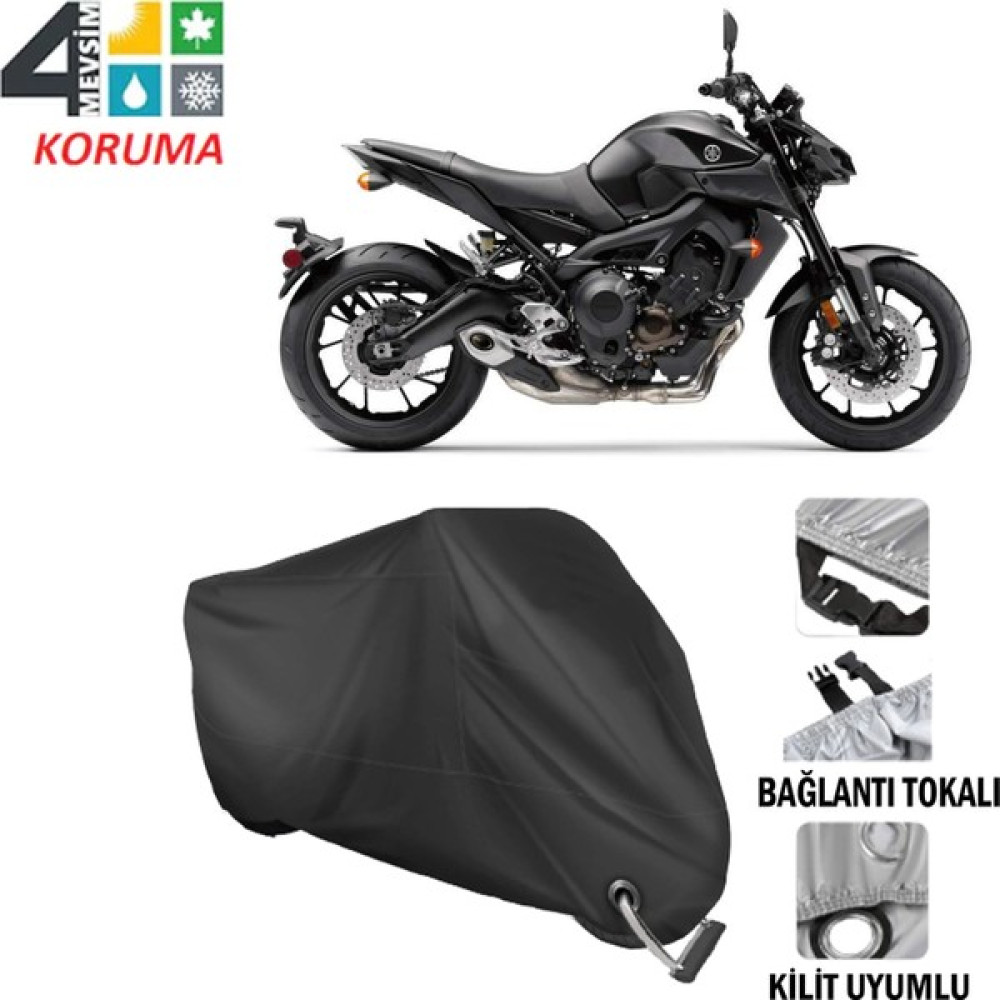 AUTOES Yamaha Mt-09 Branda Motosiklet Brandası Bağlantı ve Kilit Uyumlu Siyah Motorsiklet Brandaları Fiyatı