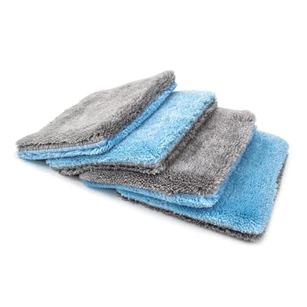 Autofiber Flat Out Microfiber Car Wash Pad - Pack of 4, Blue/Gray (9 inch x 8 inch)