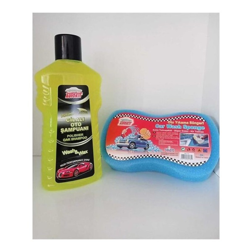 Autokit Cilalı Oto Şampuanı 1 Lt+ Oto Yıkama Süngeri Oto Yıkama Ürünleri Fiyatı