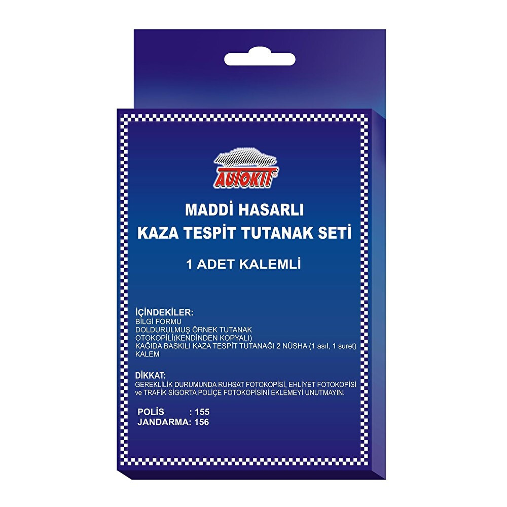 Autokit Maddi Hasarlı Kaza Tespit Tutanak Seti Oto Alarm & Güvenlik Fiyatı