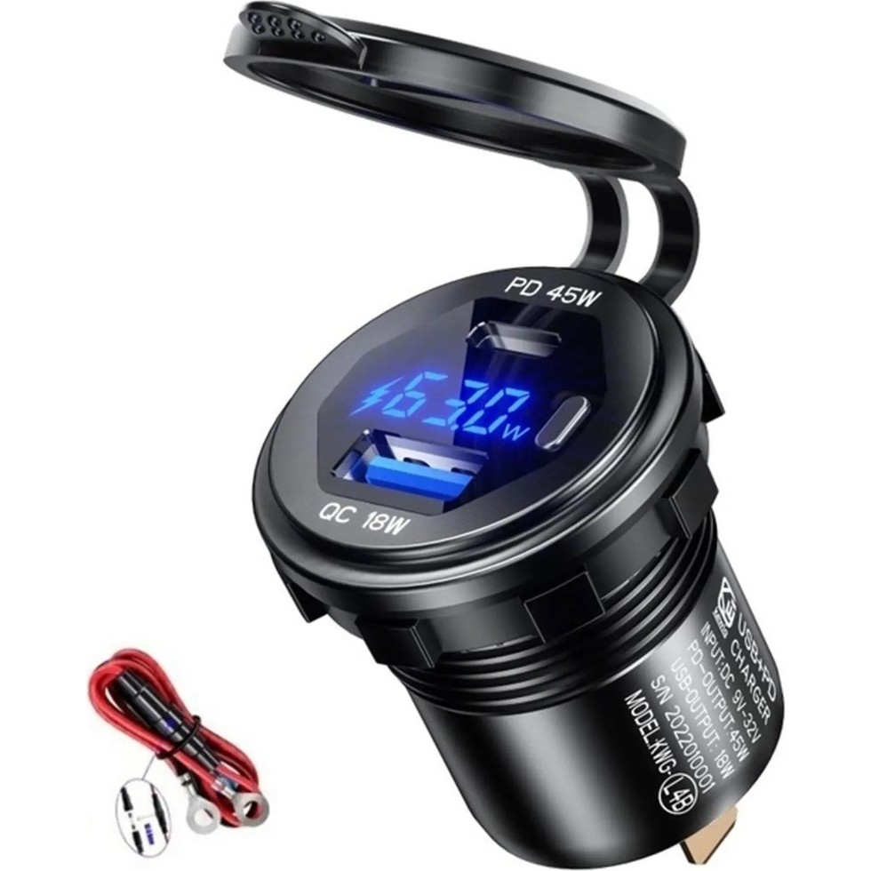 Autoline 12-24VOLT Hızlı Şarj Cihazı 48 Watt Araç/Tekne/Motosiklet İçin Usb/Type-C Portlu - Mavi Bilgisayar Çevirici ve Adaptörü Fiyatı