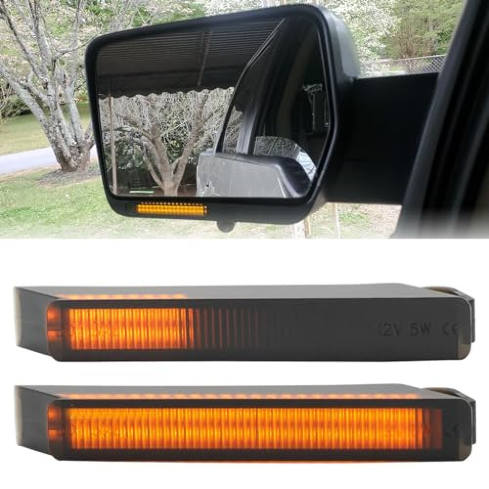 AUTOXBERT Amber LED Side Mirror Turn Signal Light for Ford F150 2004-2014, 1997-2007 Expedition, 2010-2014 Raptor, 2006-2008 Lincoln Mark LT Mirror Sequential Light, Smoked Lens