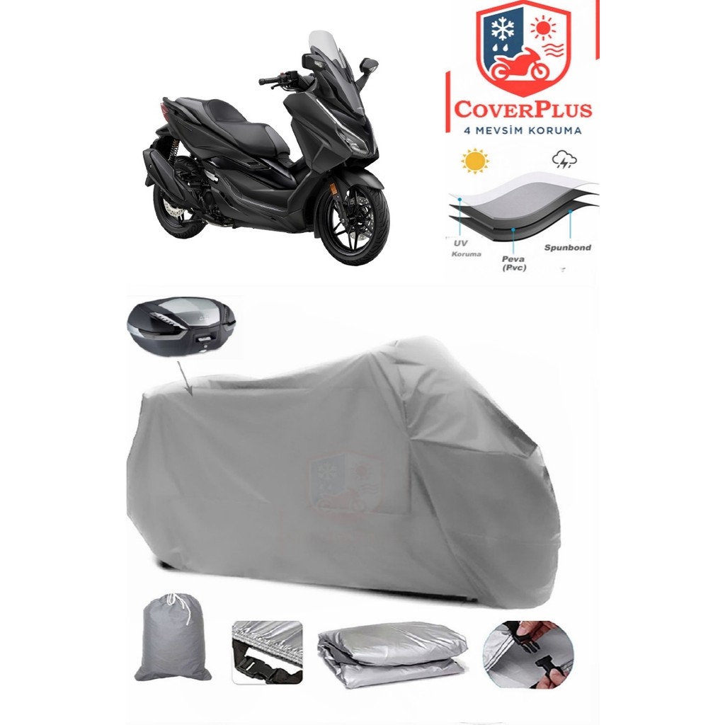 Autozel Honda NSS250 (Forza 250) Motor Brandası Gri Arka Çanta Uyumlu Motorsiket Brandası Motor Örtüsü Çadır Su Geçirmez Motosiklet Kılıfı Motor Br... Motorsiklet Brandaları Fiyatı