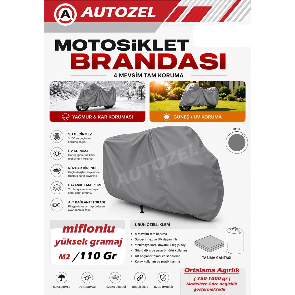Autozel Kuba Newlight 125 Pro Uyumlu Miflonlu Motosiklet Brandası,motor Örtüsü Branda,motosiklet Kılıfı - Arka Çanta VAR Motorsiklet Brandaları Fiyatı