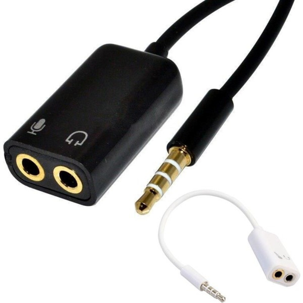 Aux 3.5mm Jack Ses Adaptör Mikrofon Kulaklık Çevirici Kablo - Siyah Bilgisayar Çevirici ve Adaptörü Fiyatı