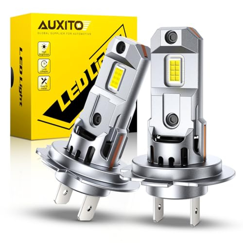 AUXITO 2025 Upgraded H7 Bulbs, 22000LM 700% Ultra Brightness, 1:1 Halogen Size, 6500K White, H7ll LED Bulbs for Fog Light, No Adapter Required, Non-polarity, Plug and Play, Pack of 2