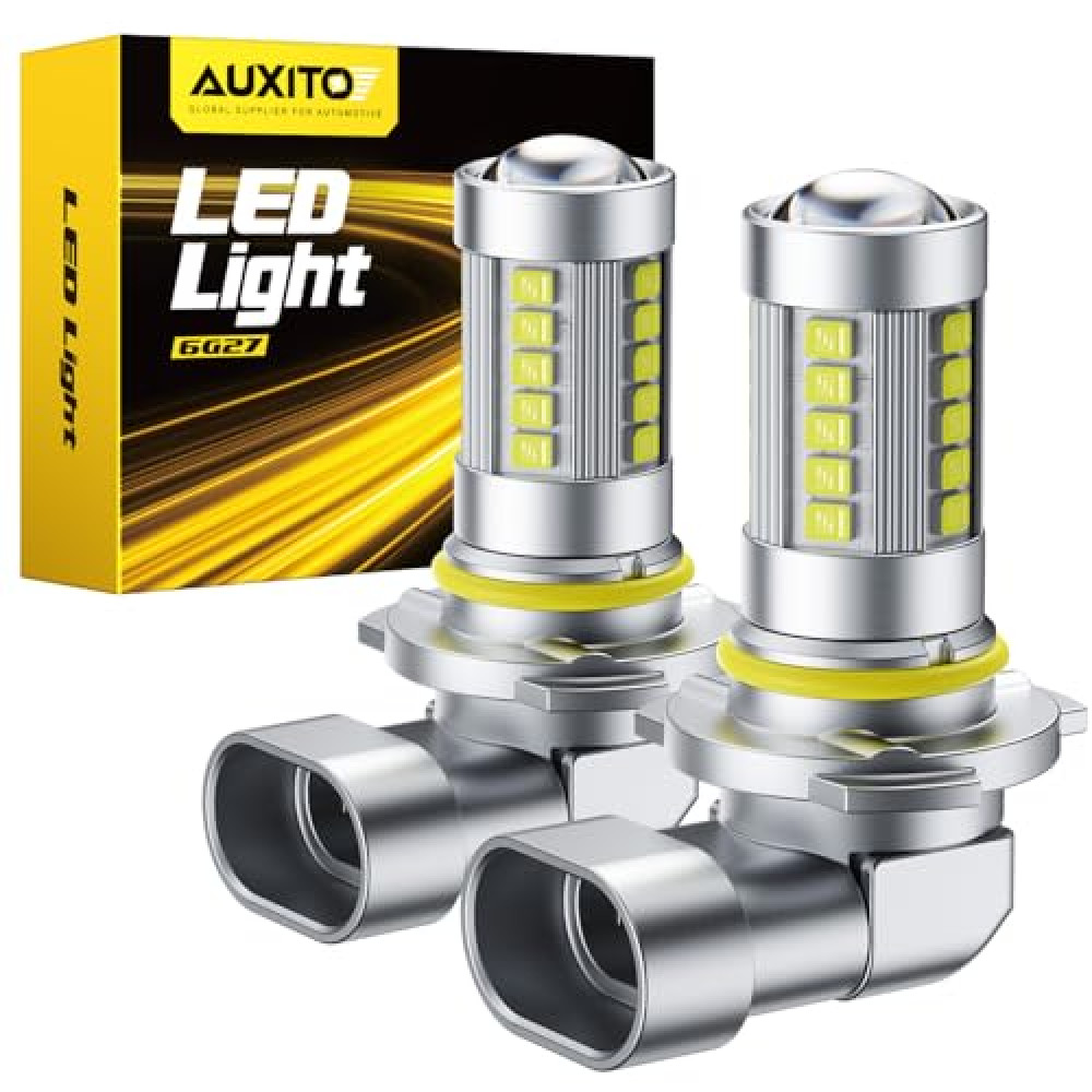 AUXITO 9145 9140 H10 LED Fog Light Bulbs, 6500K Cool White CSP LED Fog Lights, True 1:1 Mini Size Replacement Fog Bulb, 360° Full Illumination, Play and Plug, Pack of 2