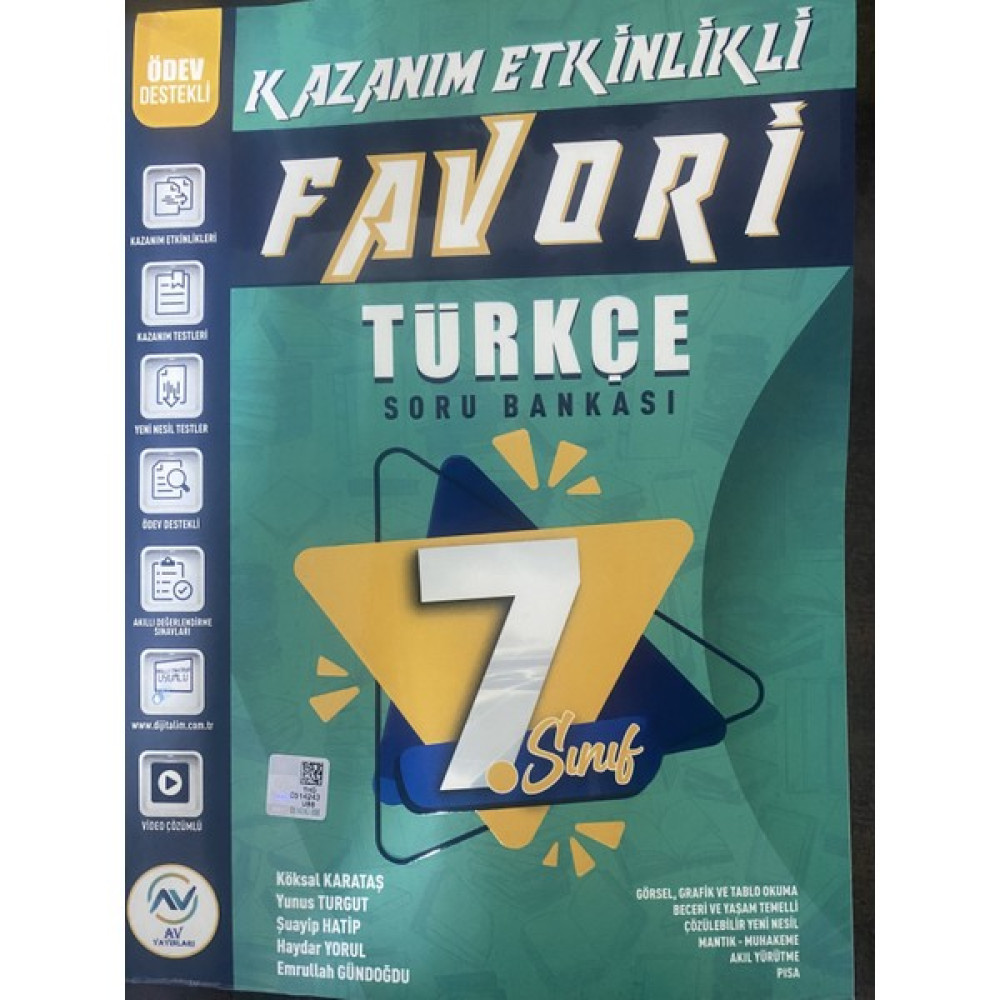 Av Yayınları 7. Sınıf Türkçe Kazanım Etkinlikli Türkçe Soru Bankası 2023 Kaynak Kitapları Fiyatı